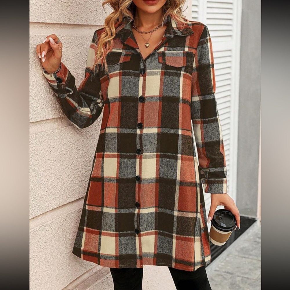 Boho plaid button down jacket - Picture 5 of 6